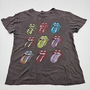 The Rolling Stones T Shirt Gray Graphic Lips Logo Cotton Size XS
